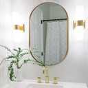 ANDY STAR Gold Oval Mirror, 24x36 Brass Mirror for Wall, Oval Mirrors for Bathroom in Stainless Steel Metal 1 Thin Frame Pill Shaped Hangs Vertical or Horizontal Ideal for Limited Space