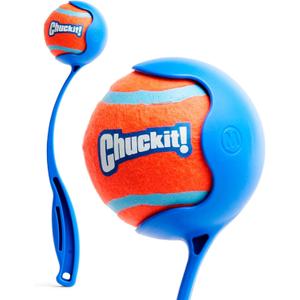 Chuckit! Dog Ball Launcher 12M Sport with 12" Handle Length for Medium (2.5" Dog Balls), Plastic Pet Fetch Ball Thrower, For Dogs 20-60 Pounds, Made in USA, Blue
