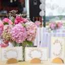 Colingmill 24 Pcs Wooden Table Number Stands Wedding Table Name Holder Semicircular Design Place Card Holders with 24 Pcs Tented Cards for Retail Shop Wedding Party Events Decoration(Gold)
