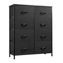 WLIVE Fabric Dresser for Bedroom, Tall Dresser with 8 Drawers, Storage Tower with Fabric Bins, Double Dressers, Chest of Drawers for Closet, Living Room, Hallway, Charcoal Black