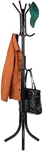 Mind Reader Freestanding Coat Rack, Multi-Tier Organizer for Office and Entryway, Metal, Black