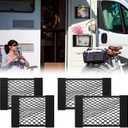 PIFOOG 4Pcs Car Net Pocket Elastic Small Mesh Cargo Storage Nets Bag Organizer Wall Sticker Pouch Netting Universal for Vehicle SUV Trunk Seat RV Camper (11.8" x 9.8" and 15.7" x 9.8")