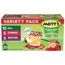 Mott's No Sugar Added Applesauce Variety Pack, 3 Flavors  Apple, Strawberry & Mixed Berry, Made from Real Fruit, No Artificial Flavors, 3.2 oz Clear Pouches, 20 Pack