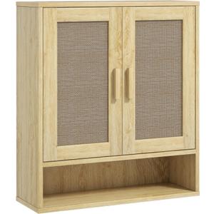 HOMCOM Bathroom Wall Cabinet, Wall Mounted Bathroom Cabinet, Over The Toilet Medicine Cabinet with 2 Doors and Adjustable Shelf, Distressed Oak