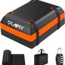 APTY Car Rooftop Cargo Bag Carrier, 16 Cubic Feet Soft Roof Top Luggage Bag for All Vechicles with/Without Racks - with Waterproof Zip, Luggage Lock, Anti-Slip Mat, Door Hooks, Storage Bag