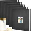 Jetec 5 Pcs 11 x 10.6 Inch Large Photo Album Self Adhesive Scrapbook Album 40 Blank Pages DIY Linen Cover Memory Photo Book with Metallic Pen for Pictures Wedding Family Travel (Black)