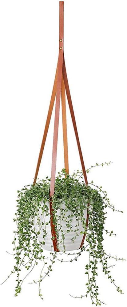 Faux Leather Plant Hanger, Stable Plant Hanger Indoor Decor, Decorative Hanging Plant Pot Holder Home Decor 35 Inch (Brown)