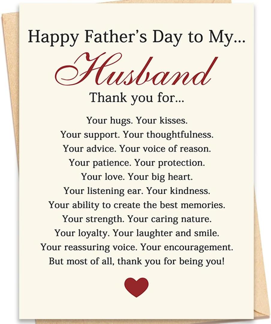 2 x fancu Fathers Day Card for Husband, Happy Fathers Day to My Husband Card Gift from Wife, Romantic Fathers Day Decoration for Husband, Sentimental Fathers Day Gift