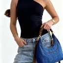 Denim Shoulder Bags for Women,Crescent Denim Crossbody Bags,Top Handle Jean Purse