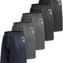 LalaHooK 5 Pack Gym Mens Shorts - Quick Dry Basketball Workout Athletic Shorts with Pockets for Running Casual Activewear (Small, 1-Black/Black/Dark Grey/Dark Grey/Navy Blue)