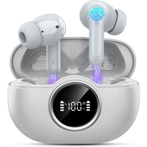 Rinsmola Bluetooth 5.4 Earbuds 3D-Stereo Ear Buds, 4 ENC Noise Cancelling Mic, 40+Hrs USB-C in-Ear Earphones, IP-X7 Waterproof for Laptop Pad Android iOS