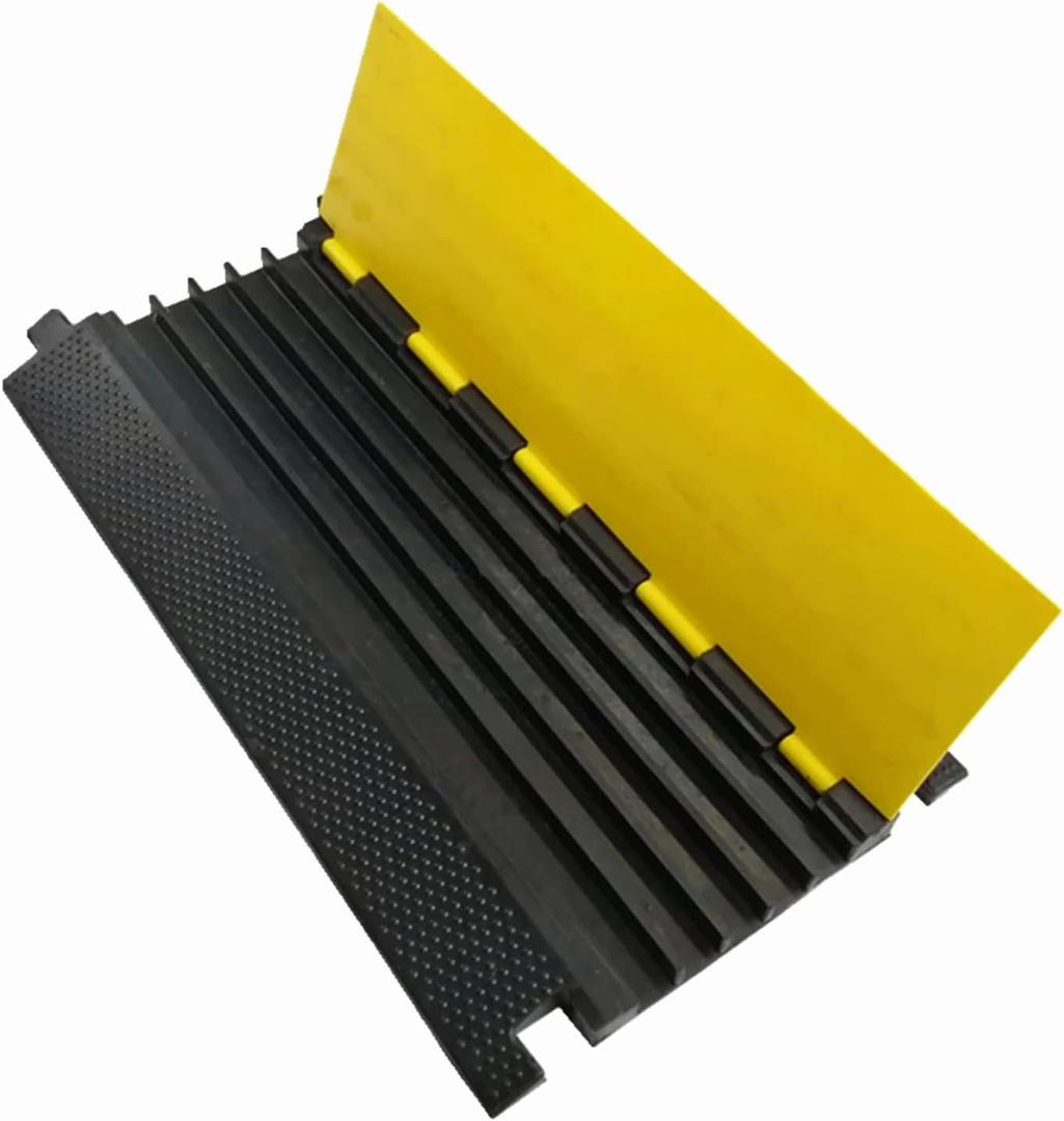 MYOYAY Rubber Cable Protectors Ramps, 5 Channel Traffic Speed Bumps, 22000Lbs Load Capacity Heavy Duty Protective Wire Cord Ramp Driveway Hose Cord Track Protector Wires Concealer for Indoor Outdoor (36x20x2 inches)