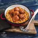 Zulay Kitchen Stainless Steel Spaghetti Server - 12 Pasta Fork with Teeth & Draining Holes - Rust-Resistant Pasta Spoon for Noodles & Pasta - Dishwasher Safe Utensil for Everyday Use