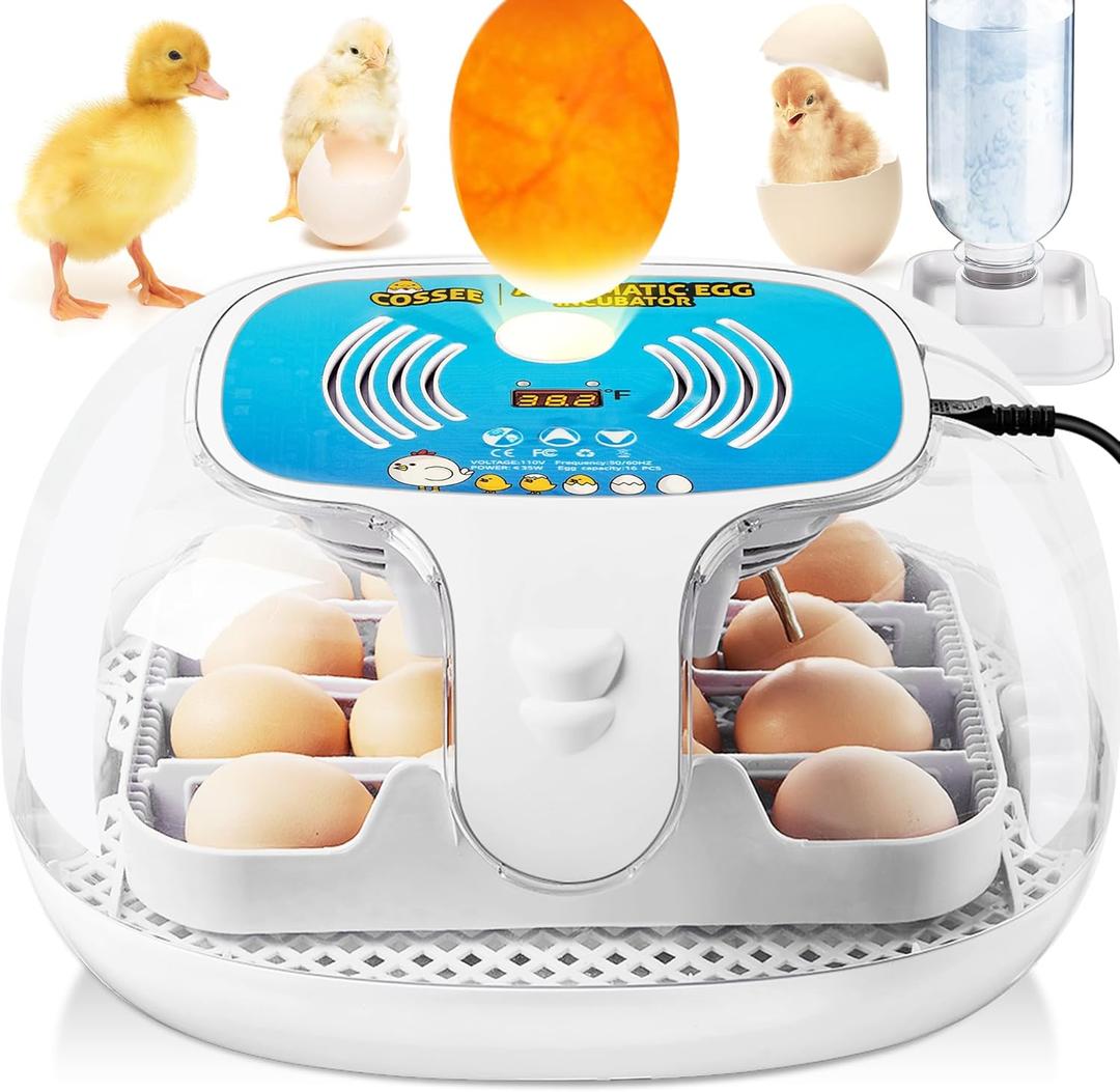 Incubators for Hatching Eggs, Egg Incubator with Automatic Egg Turning and Temperature Control, Led Candler, 16-35 Eggs Upgrade Automatic Water Adding Incubator