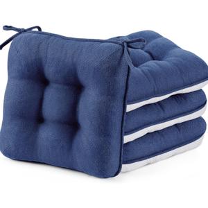 BETU Chair Cushions for Dining Chairs Set of 4,3.5" Thick Outdoor Indoor Chair Pads with Ties,Non Slip Backing and Covers, Seat Cushion for Kitchen Dining,Bar,Patio Furniture15.5"X15.5"X3.5",Navy Blue