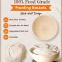 Complete Sourdough Starter Kit with Manual | Easy to Clean for Beginners | Sourdough Bread Baking Supplies with Round Bread Proofing Basket, Bread Sling, Starter Jar, Dough Whisk, Scrapers, Bag