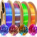 LOVOON 3D PLA Filament 1.75mm Bundle, Tricolor 3D Printer Filament Bundle, Rainbow Silk PLA Filament Bundle, PLA Filament for 3D Printer 3D Pen, Dimensional Accuracy +/-0.02mm, 200g x 4 Spools