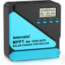 Solar Charge Controller 40A Charge Controllers 12/24V MPPT Solar Charge Controller with Adjustable LCD, Timer, Dual USB, Max Input 100V for LiFePO4/AGM/GEL/FLD Batteries (Blue)