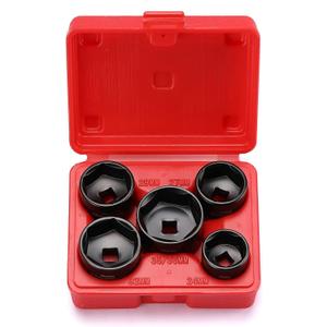 CASOMAN 5 Pieces 3/8" Drive Low Profile Oil Filter Socket Set, Oil Filter Cap Remover and Installer Tool Set, 6 Point, 24mm 27mm, 29mm, 32mm, 36mm, CR-V