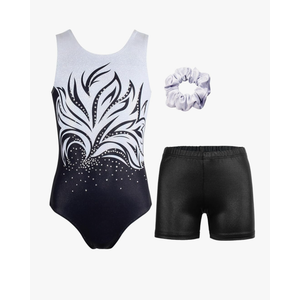 MODAFANS Gymnastics Leotards for Girls Sparkly Dance Unitards Biketards Black Activewear for Girls Size 2XL