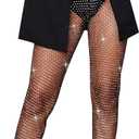 Yokawe Mesh Pants Sparkly Rhinestone Fishnet See Through Leggings Crystal Bottoms Nightclub Rave Festival Party Bikini Swimsuit Cover Ups for Women Black
