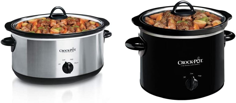 Crock-Pot 7 Quart Oval Manual Slow Cooker and Crock-Pot Small 2 Quart Round Manual Slow Cooker