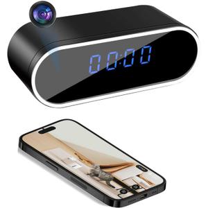 WiFi Clock Camera Wireless 1080P HD Hidden Cameras Nanny Cam with Night Vision, Motion Detection Surveillance Cameras for Home, Pets, Office