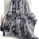 Bedsure GentleSoft Fuzzy Faux Fur Sherpa Fleece Blanket Twin Size, Plush Thick Warm Twin Blanket for Bed, College Dorm Essentials Gifts for Girls Boys, Tie Dye Grey Decor for Winter, 60x80