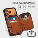 ORNARTO Magnetic Detachable Wallet Case for iPhone 17 Pro Max, [Compatible with MagSafe], Crossbody Wallet Case with Card Holder Wrist Strap, RFID Blocking PU Leather Wallet Phone Cover 6.9", Brown