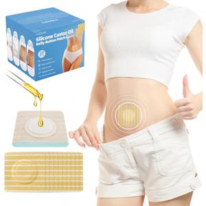 2 x 20PCS High-End Silicone Spunlace Nonwoven Film Castor Oil Belly Button Patch,Organic Cotton Castor Oil Patches Pack wrap Disposable