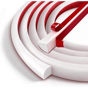 Flexible Quarter Round Molding Bendable Molding Trim 0.5 Inch(W) x 5 Feet(L) Self Adhesive Vinyl Wall Base Peel and Stick Rubber Edge Trim for Floor,Tub,Around Curved Stairs (White)