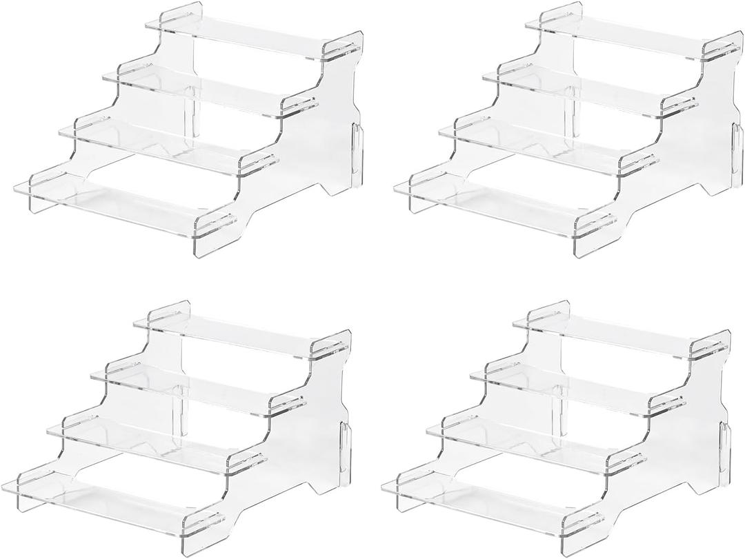 Display Risers, 4 Tier Perfume Organizer StandClear Cupcake Stand HolderDisplay Risers for Figures,Cake Shelves Retail (6.5inch-4 pack)
