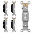 ENERLITES Toggle Light Switch, Single Pole, 15A 120-277V, Grounding Screw, Residential Grade, UL Listed, 88115-W-5PCS, White (5 Pack)