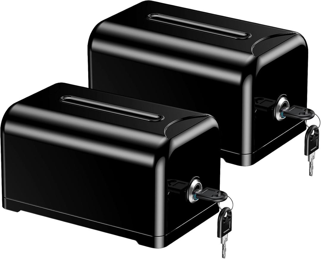 Uniclife 2 Pack Acrylic Donation Box for Fundraising, Black Suggestion Box with Slot and Lock, Desktop Ballot Box Tip Jar, Storage Container for Voting Comment Collection, 7.3" x 4.5" x 3.9"