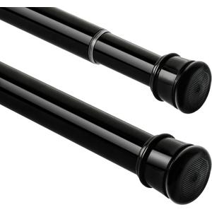2 Pack Shower Curtain Rod 28-48 Inch, 1"Diameter Spring Small Adjustable Tension Curtain Rods for Bathroom Windows Closet No Drilling No Rust, Black (28-48Inch, Black,2Pack)