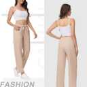 YuKaiChen Womens Pants Baggy Wide Leg Casual Elastic Waisted with Pockets (XL)