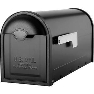 Architectural Mailboxes 8830B-10 Winston Nickel Flag Post Mount Mailbox, Medium, Black