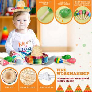 Mini Fiesta Maracas Mexican Sombrero Hats Mexican Themed Decorations Carnival Supplies for Adults Kids Dolls Pets