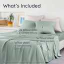 Bambaw 100% Viscose Derived from Bamboo Sheets Queen Size Deep Pocket Set of 4, Hotel Luxury Bedding Set, Fits Up to 16'' with Elastic Corner Straps, Ultra Soft Cooling Sheets Queen Size (Sea Glass)