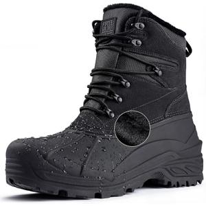 FREE SOLDIER Mens Snow Winter Boots for Men Warm Fleece Lining Winter Ski Shoes Waterproof Insulated Booties (8, Black)