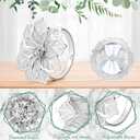 Dandat 100 Pcs Charger Plate Bulk 13'' Floral Reef Plates with Napkin Ring Plastic Dinner Charger Hollow Out Flower Napkin Holder Plastic Plate for Table Setting Wedding Party (Silver)