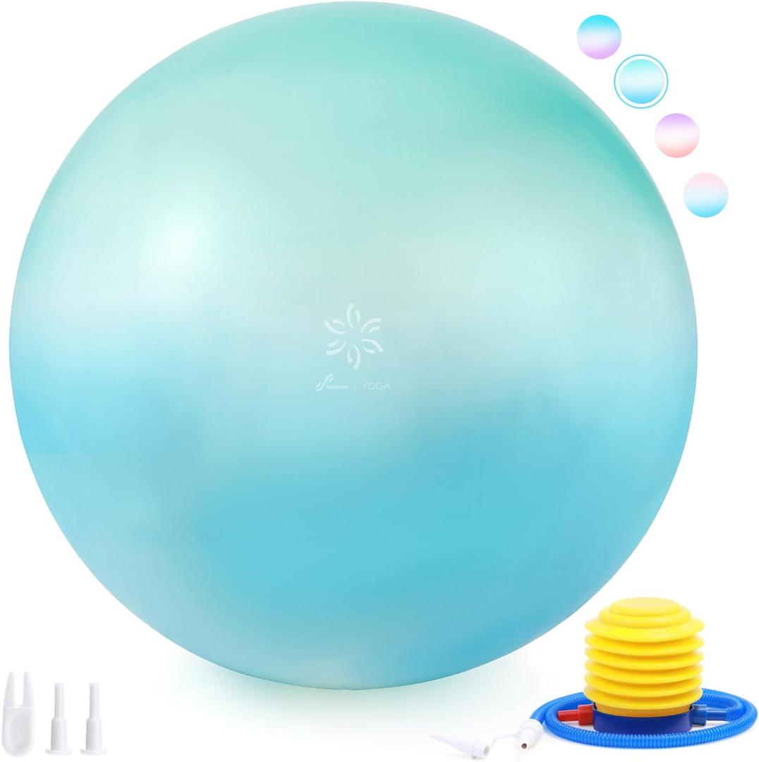 Sportneer Extra Thick Exercise Ball - 25.6''Yoga Ball with Quick Pump - Anti-Burst and Slip Resistant Fitness Ball Chair for Pregnancy and Physical Therapy (Blue Green)