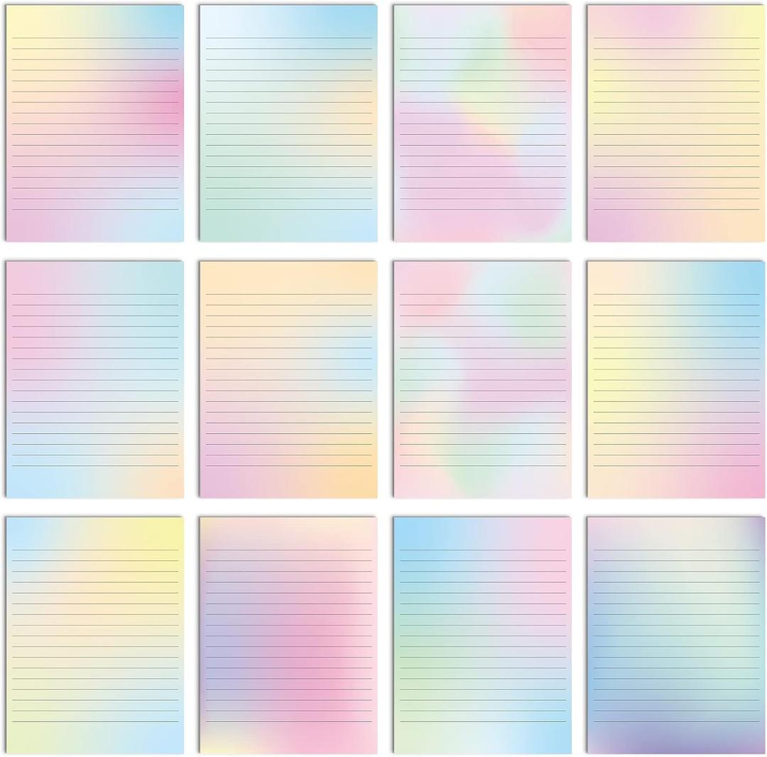 Patelai 120 Sheets Stationery Paper 8.5 x 11 Classroom Double Sided Lined Stationary Writing Paper Decorative Paper for Note Scrapbook Back to School Office Printing Supplies (Pastel Gradient)