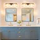 Modern Balck and Gold Crystal Bathroom Vanity Light, 4-Lights Bathroom Light Fixtures, Vanity Light Fixtures Over Mirror, Glass Wall Sconce Light for Bedroom, Kitchen, Living Room, Gallery, E26 Base