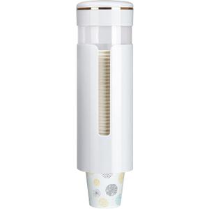 Cup Dispenser, Wall Mount Water Cooler Cup Dispenser fits 4-7 oz Disposable Paper and Plastic Cups, Pull Type Cup Holder for Bathroom, Office, Break Room, Gym, White