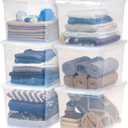 IRIS USA 6-Pack Storage Bins with Lids, 68 Quart, Clear Stackable Containers Box Organize Shoes Closet Shelves Clothes Blankets Towels - BPA-Free Plastic