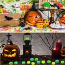 48 Pcs Halloween Mini Resin Pumpkin Bulk Miniature Glow in The Dark Pumpkin Decoration Tiny Resin Figurines Luminous Table Decor for Halloween Party Cake Decoration Home Craft DIY Gift
