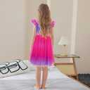 LQSZ Toddler Girls Tutu Dresses Flutter Sleeve Fluffy Party Tulle Dress for Girls 3-12 Years (Pink)