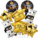 2 x 7PCS Graduation Balloons Class of 2026 - Gold Grad Cap Foil Balloon Congrats Grad Balloons for Class of 2026 Decorations - College High School 2026 Graduation Decorations