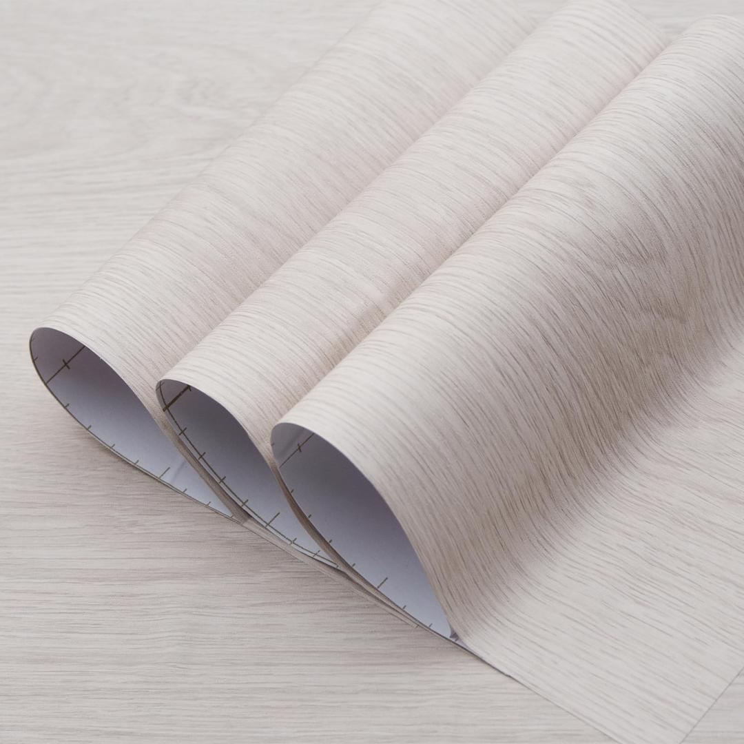 TOTIO Walnut Wood Peel and Stick Wallpaper Beige White Wood Grain Contact Paper Bubble-Free Design Matte Thickened 16x78inch Waterproof Counter Top Stick Paper Self-Adhesive Vinyl Wrap for Cabinets